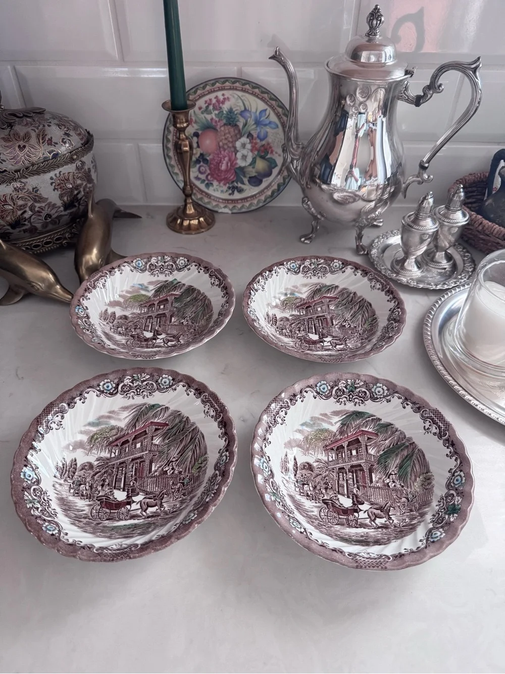 Vintage Johnson Bros Heritage Hall England Soup&Cereal Bowl Set of 4